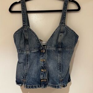 Zara Blue Denim Crop Top